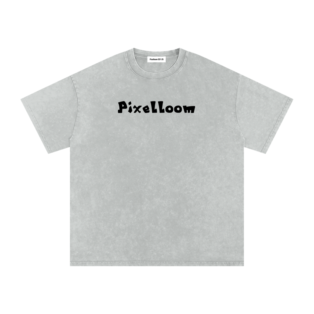 Snow Washed Oversized Cotton T-Shirt By Pixelloom