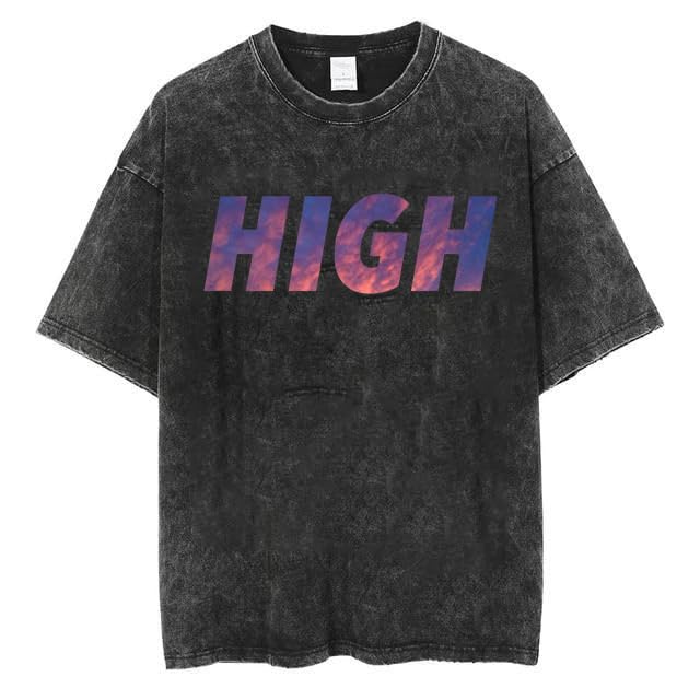 boffi ... 100% Cotton Oversized T-Shirt Unisex Drop Shoulder Dye Washed Street Look Black Pack of 1