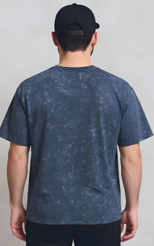 boffi ... 100% Cotton Oversized T-Shirt Unisex Drop Shoulder Dye Washed Street Look Black Pack of 1