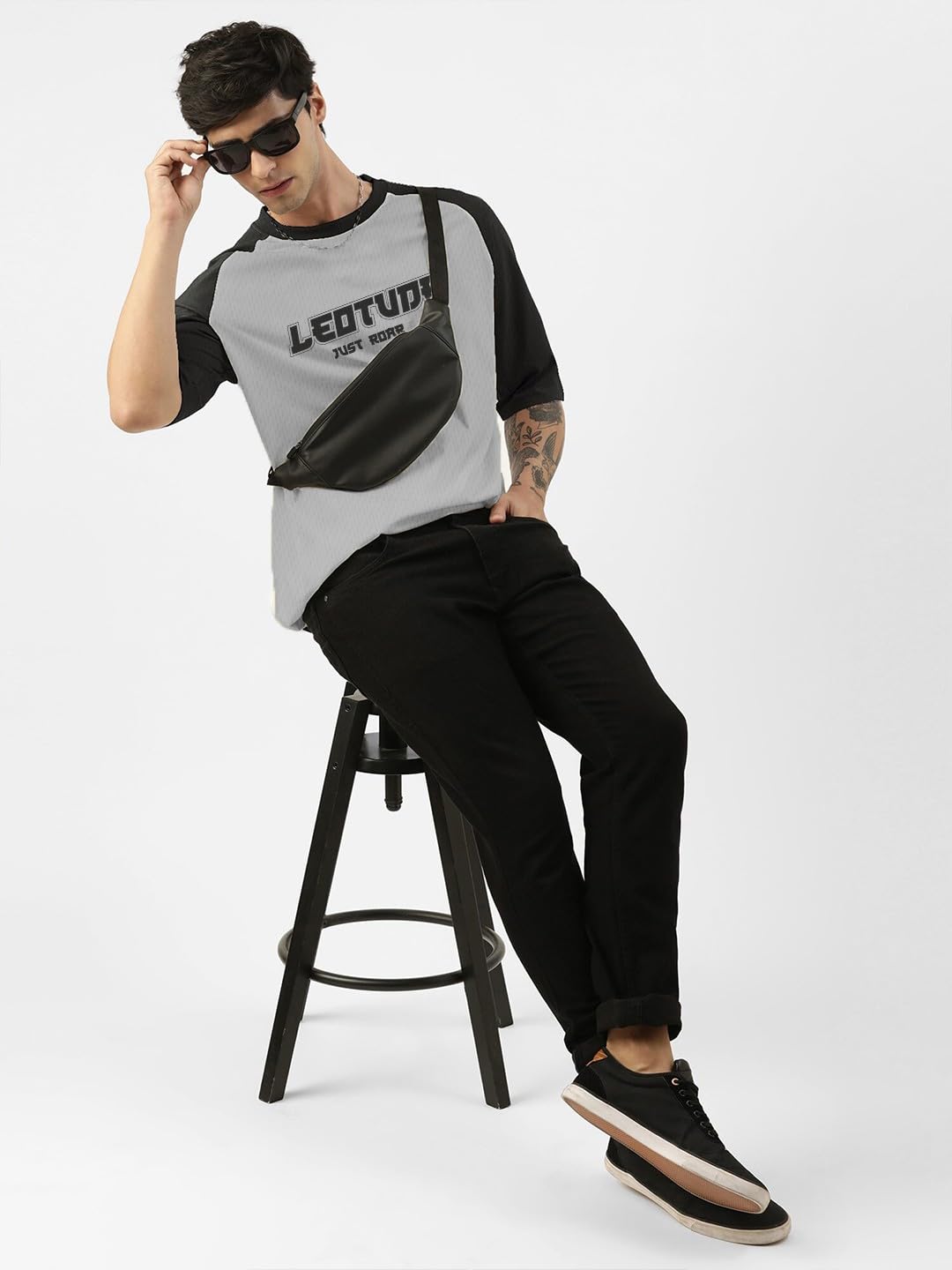 LEOTUDE Men Polycotton Classy Look Dri-Fit Round Neck Half Sleeve Tshirt| Colorful Oversized Fit T-Shirt for Mans