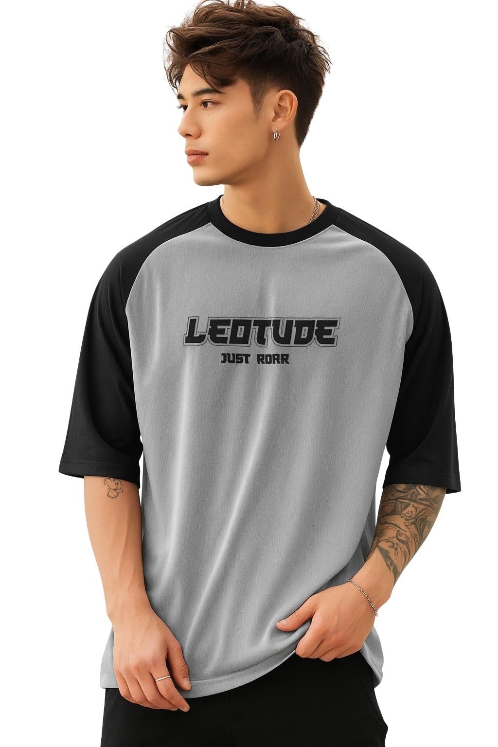 LEOTUDE Men Polycotton Classy Look Dri-Fit Round Neck Half Sleeve Tshirt| Colorful Oversized Fit T-Shirt for Mans