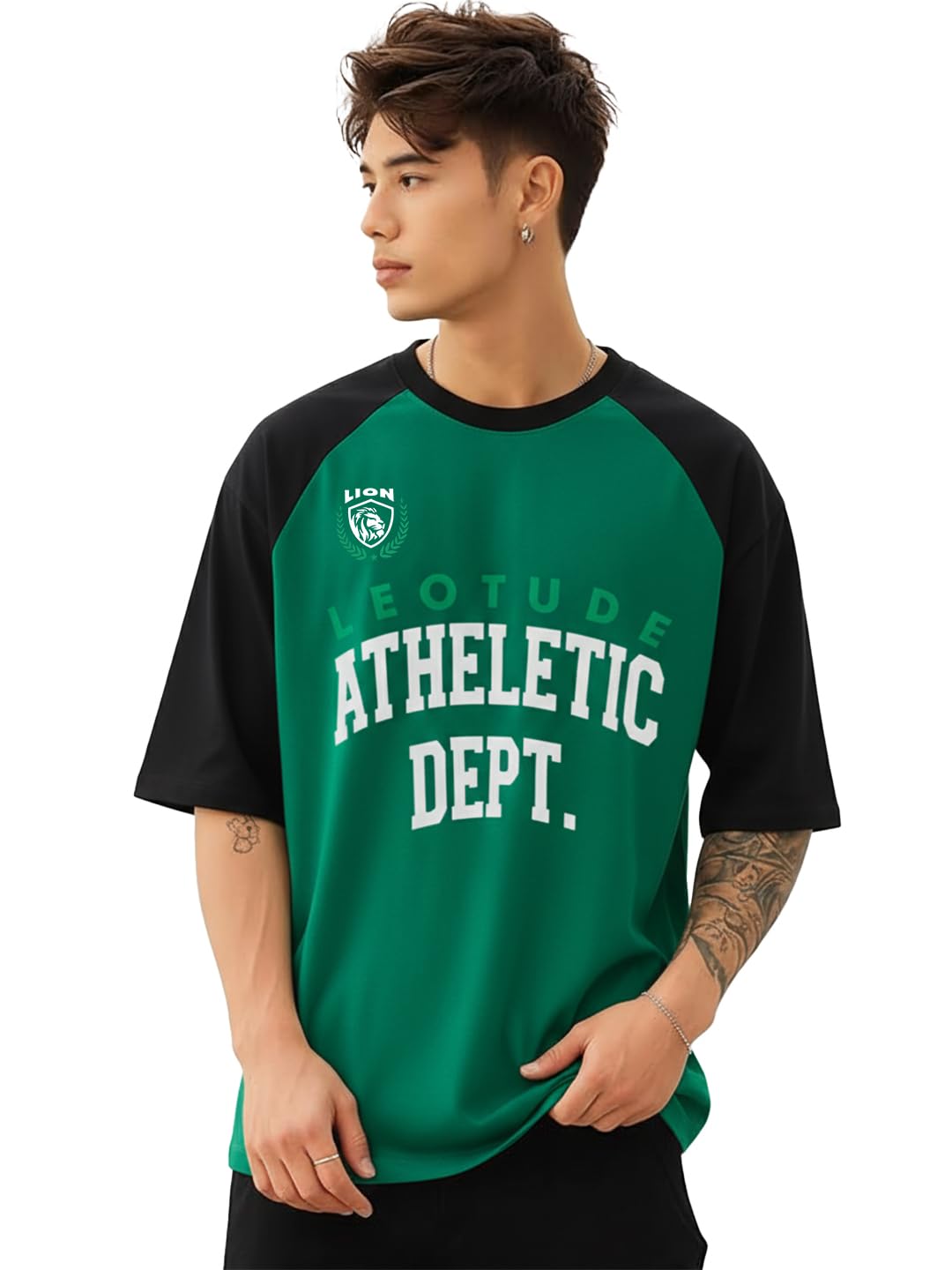 LEOTUDE Men Polycotton Classy Look Dri-Fit Round Neck Half Sleeve Tshirt| Colorful Oversized Fit T-Shirt for Mans