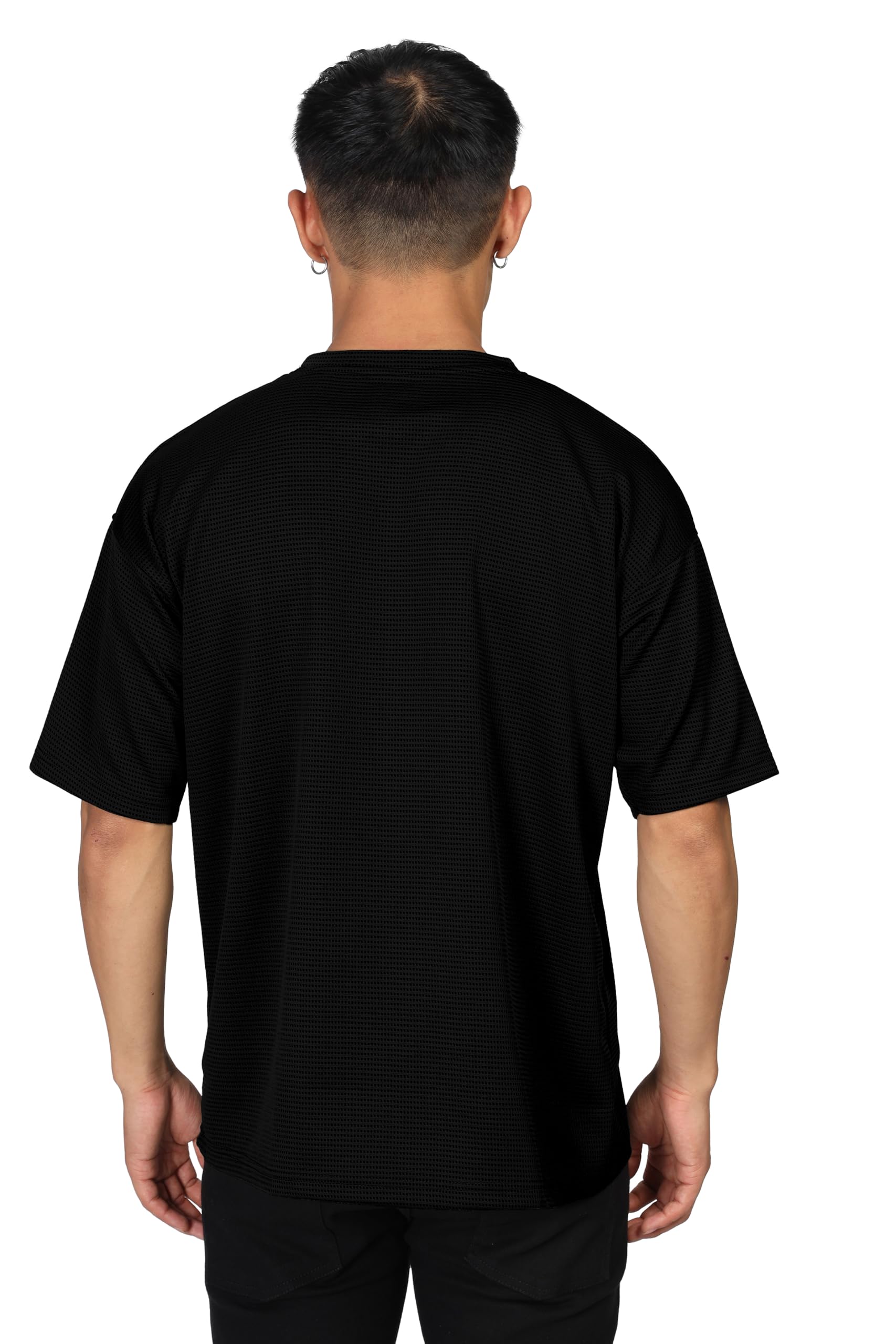 SHODOX® Mens Solid Dotted Unique Design Oversized Tshirt for Men - Round Neck Loose Fit Drop Shoulder Mens T-Shirt
