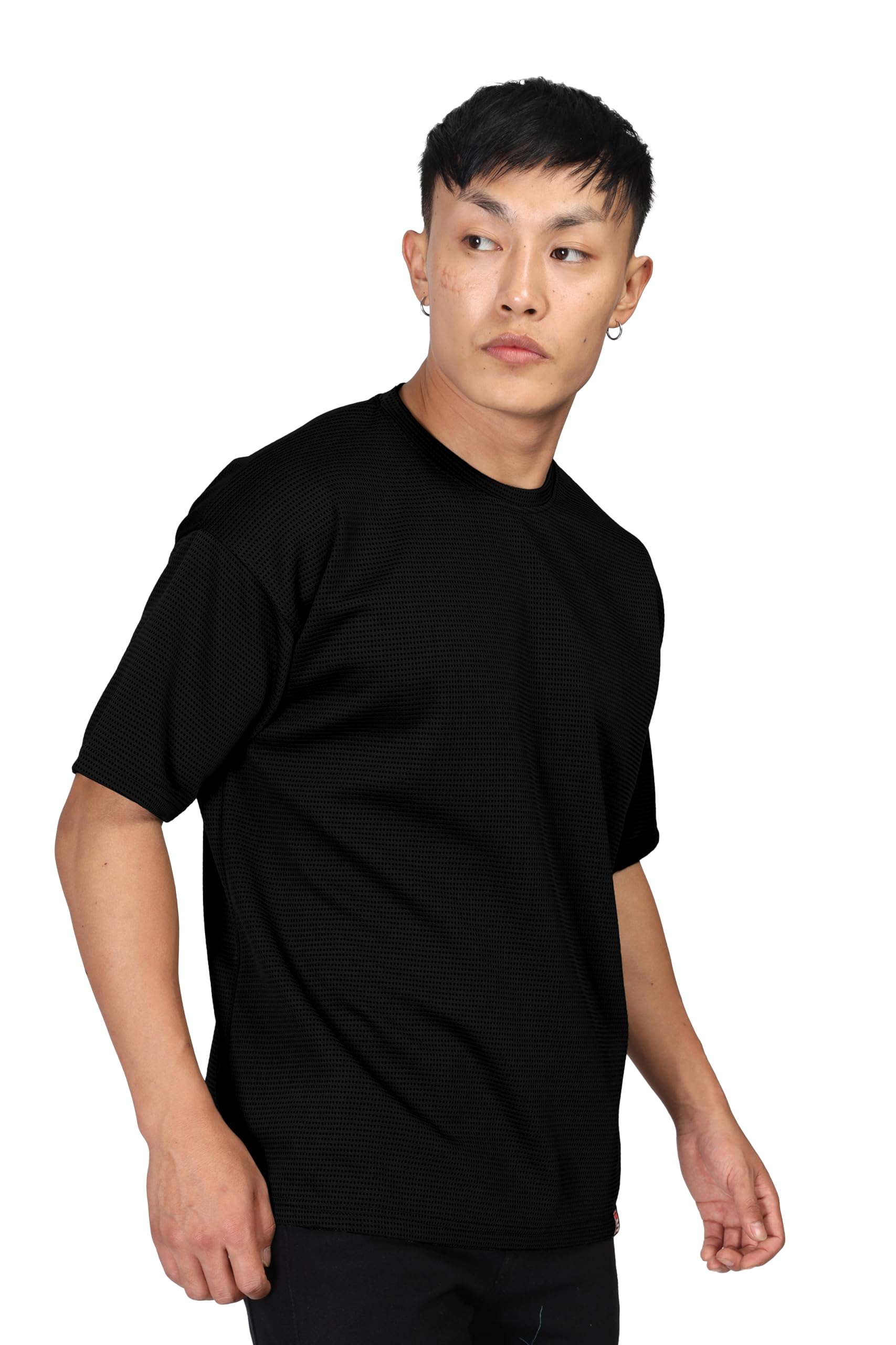 SHODOX® Mens Solid Dotted Unique Design Oversized Tshirt for Men - Round Neck Loose Fit Drop Shoulder Mens T-Shirt