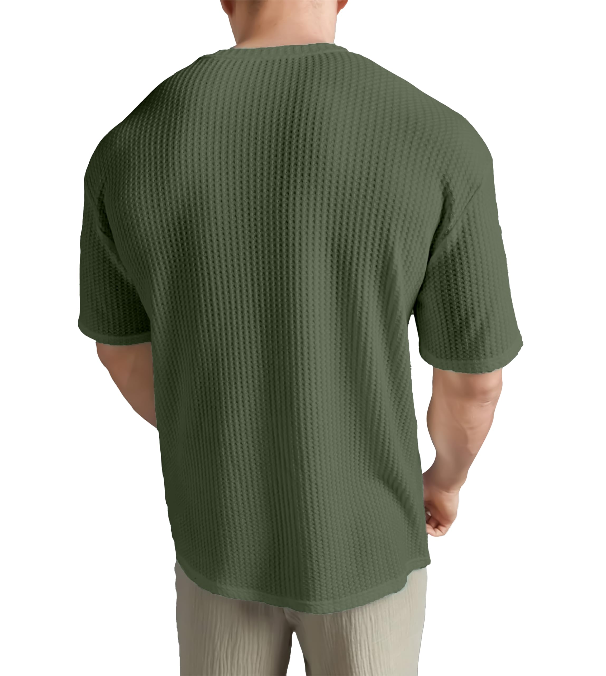 SHODOX® Mens Solid Dotted Unique Design Oversized Tshirt for Men - Round Neck Loose Fit Drop Shoulder Mens T-Shirt