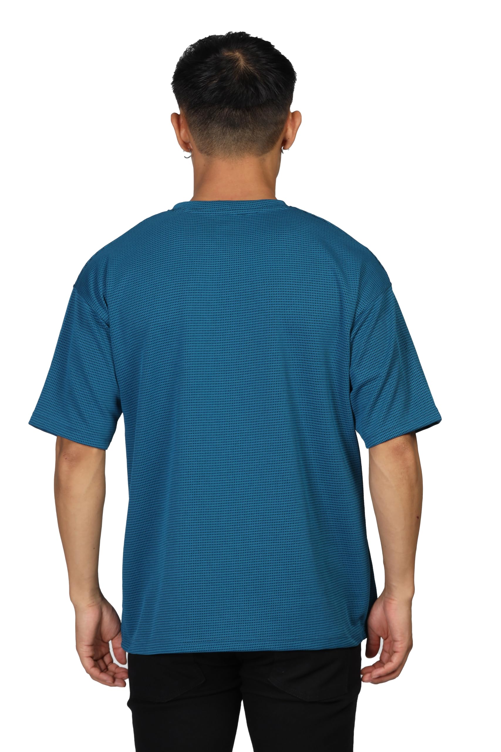 SHODOX® Mens Solid Dotted Unique Design Oversized Tshirt for Men - Round Neck Loose Fit Drop Shoulder Mens T-Shirt