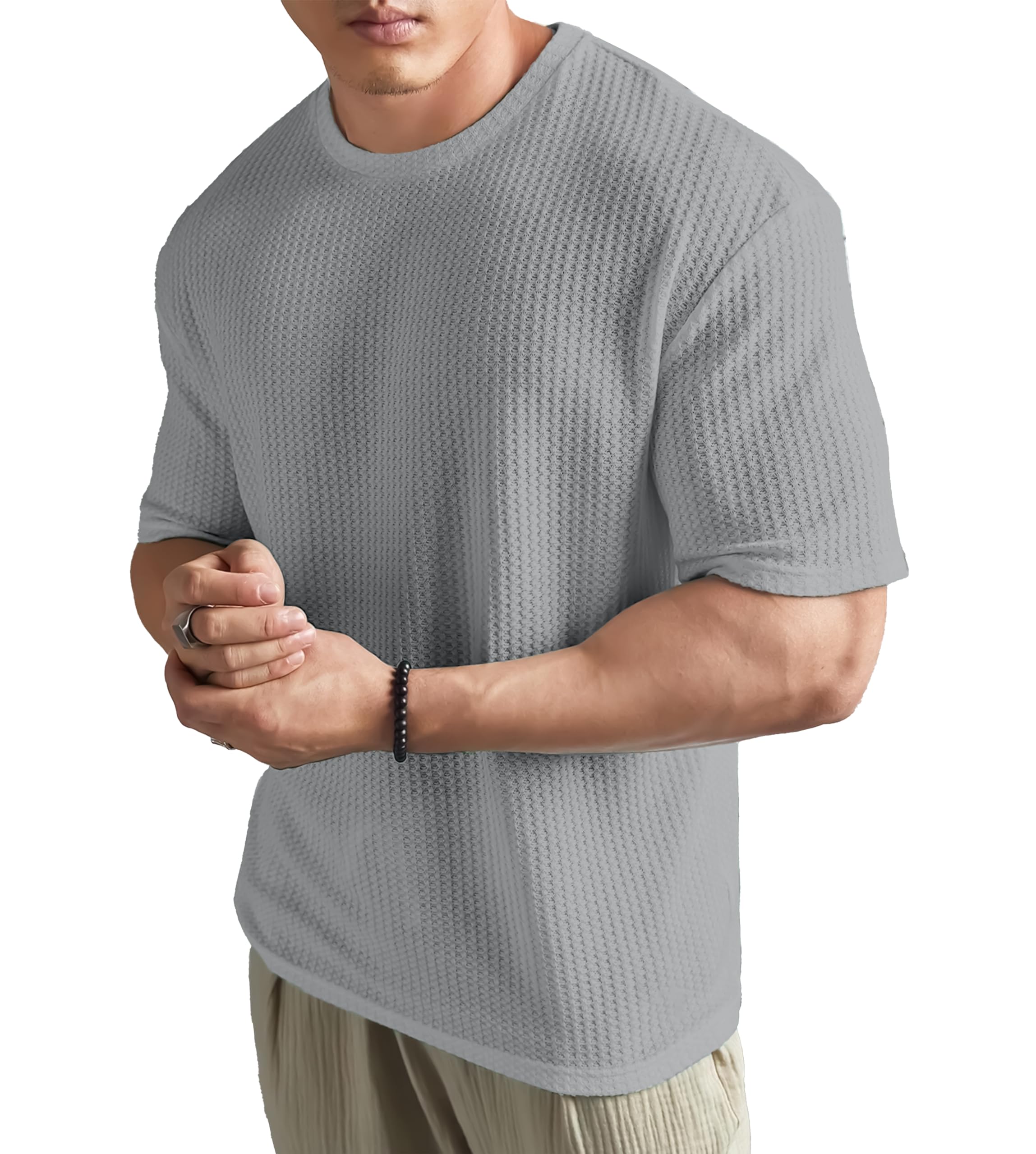 SHODOX® Mens Solid Dotted Unique Design Oversized Tshirt for Men - Round Neck Loose Fit Drop Shoulder Mens T-Shirt