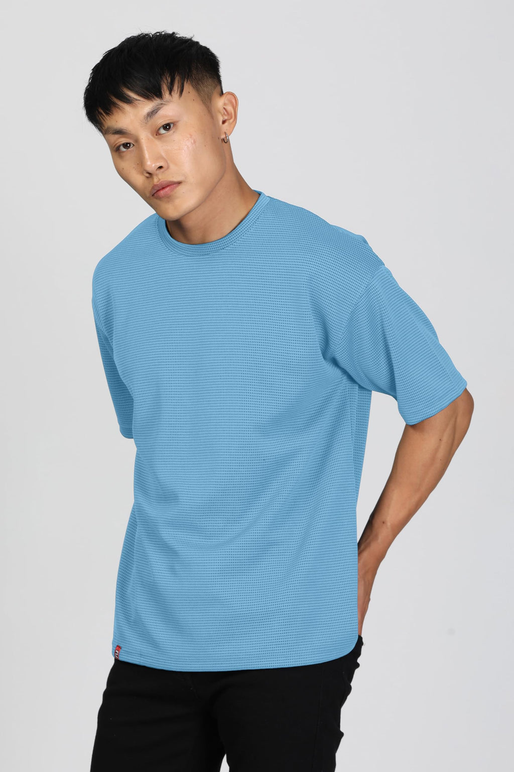 SHODOX® Mens Solid Dotted Unique Design Oversized Tshirt for Men - Round Neck Loose Fit Drop Shoulder Mens T-Shirt