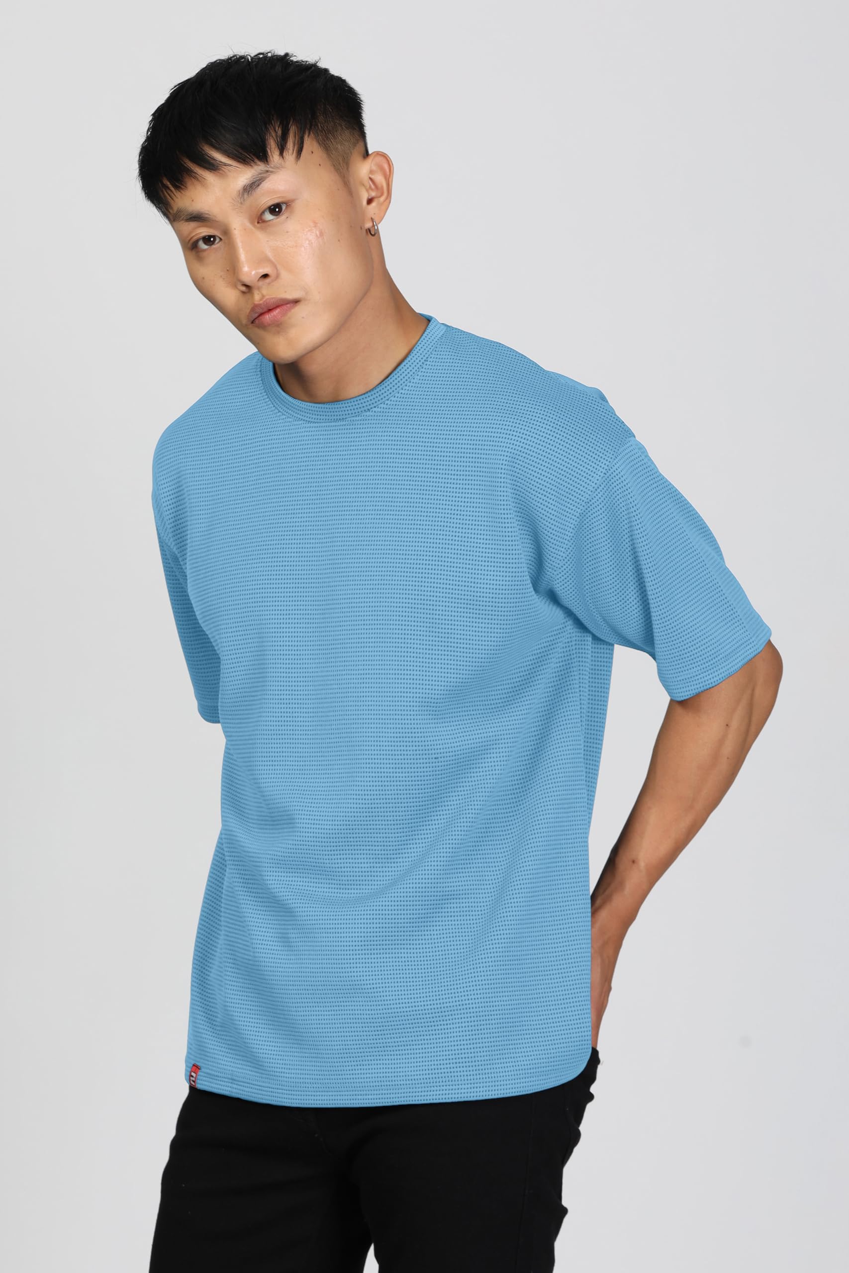 SHODOX® Mens Solid Dotted Unique Design Oversized Tshirt for Men - Round Neck Loose Fit Drop Shoulder Mens T-Shirt