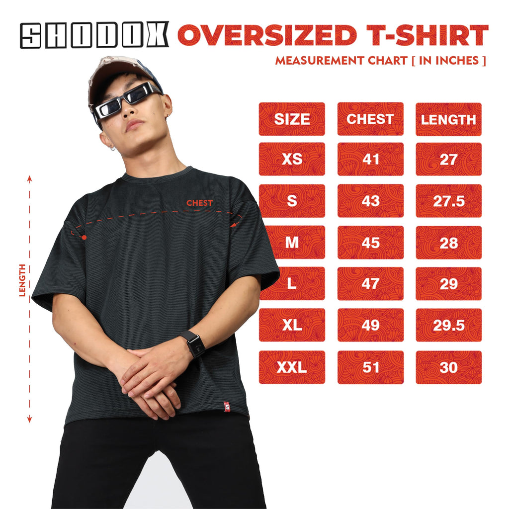 SHODOX® Mens Solid Dotted Unique Design Oversized Tshirt for Men - Round Neck Loose Fit Drop Shoulder Mens T-Shirt