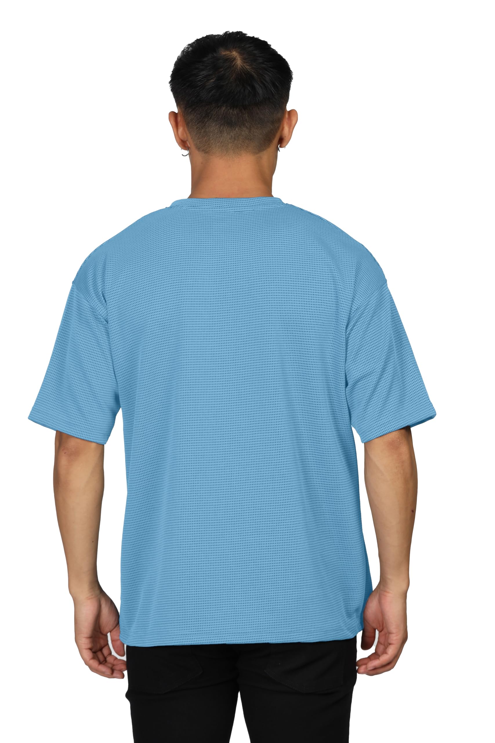 SHODOX® Mens Solid Dotted Unique Design Oversized Tshirt for Men - Round Neck Loose Fit Drop Shoulder Mens T-Shirt