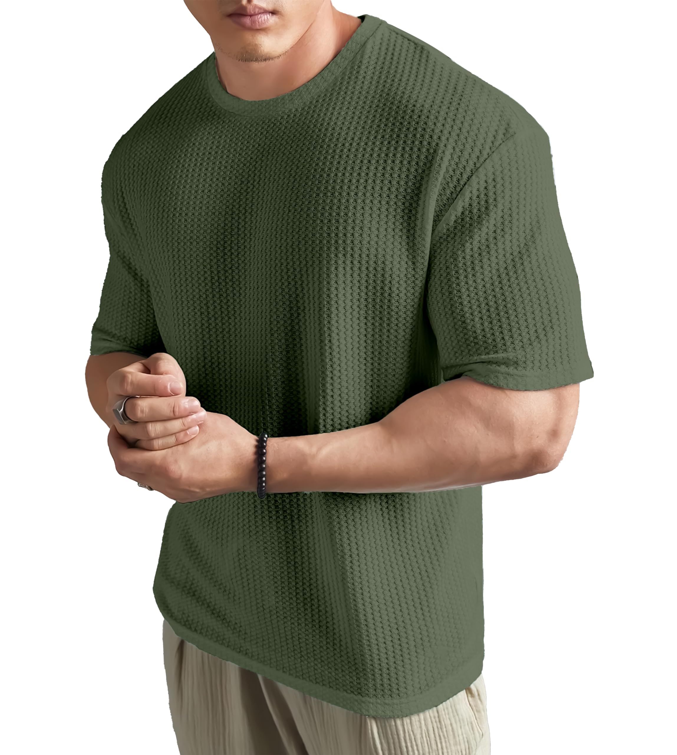 SHODOX® Mens Solid Dotted Unique Design Oversized Tshirt for Men - Round Neck Loose Fit Drop Shoulder Mens T-Shirt