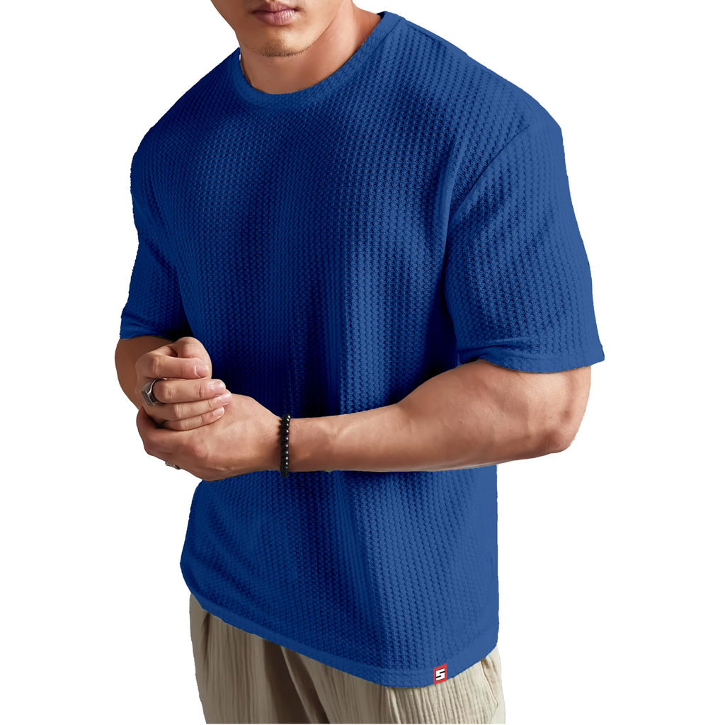 SHODOX® Mens Solid Dotted Unique Design Oversized Tshirt for Men - Round Neck Loose Fit Drop Shoulder Mens T-Shirt