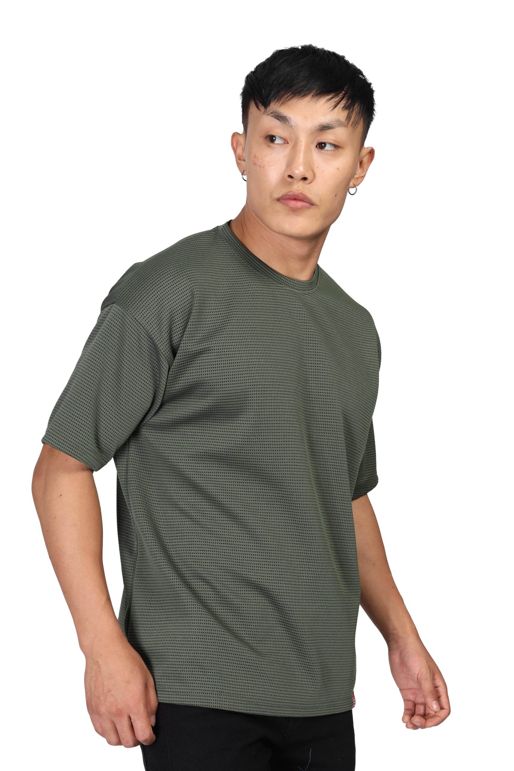 SHODOX® Mens Solid Dotted Unique Design Oversized Tshirt for Men - Round Neck Loose Fit Drop Shoulder Mens T-Shirt