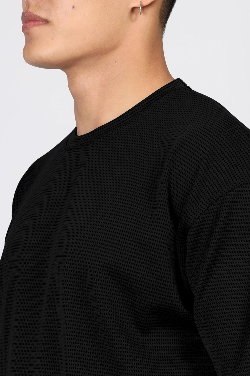 SHODOX® Mens Solid Dotted Unique Design Oversized Tshirt for Men - Round Neck Loose Fit Drop Shoulder Mens T-Shirt