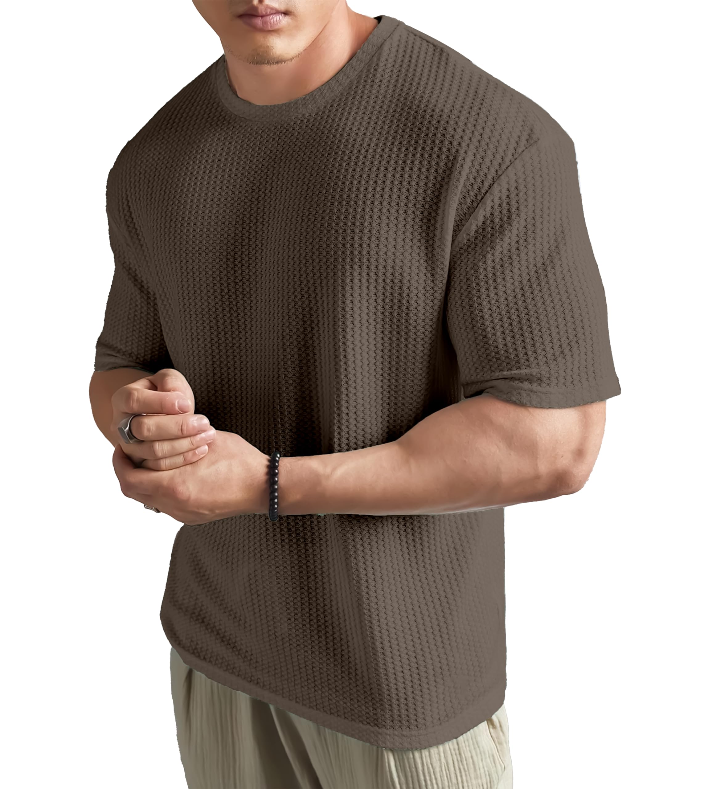 SHODOX® Mens Solid Dotted Unique Design Oversized Tshirt for Men - Round Neck Loose Fit Drop Shoulder Mens T-Shirt